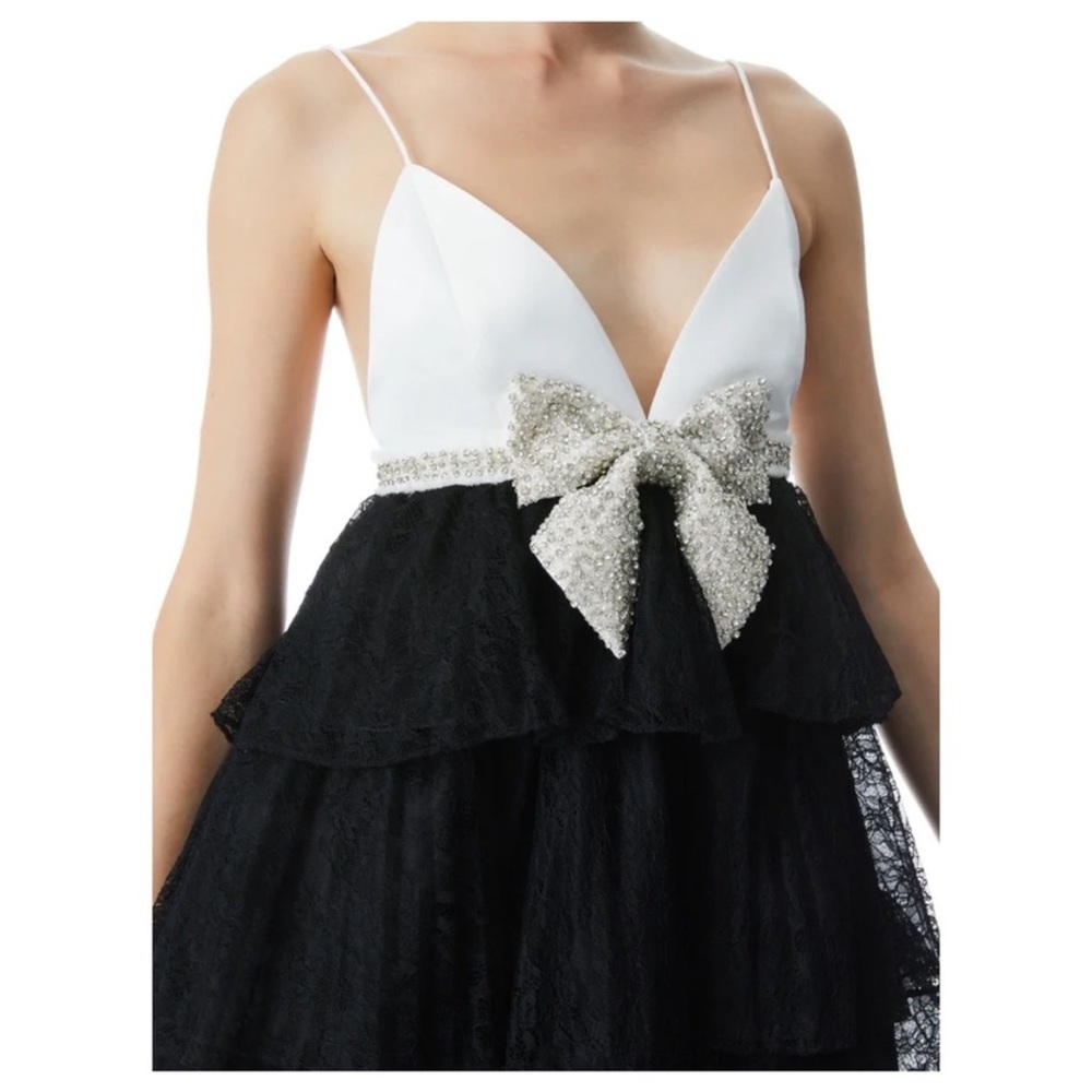 New Alice + Olivia Cairo Embellished Bow Mini Dress - Picture 3 of 9